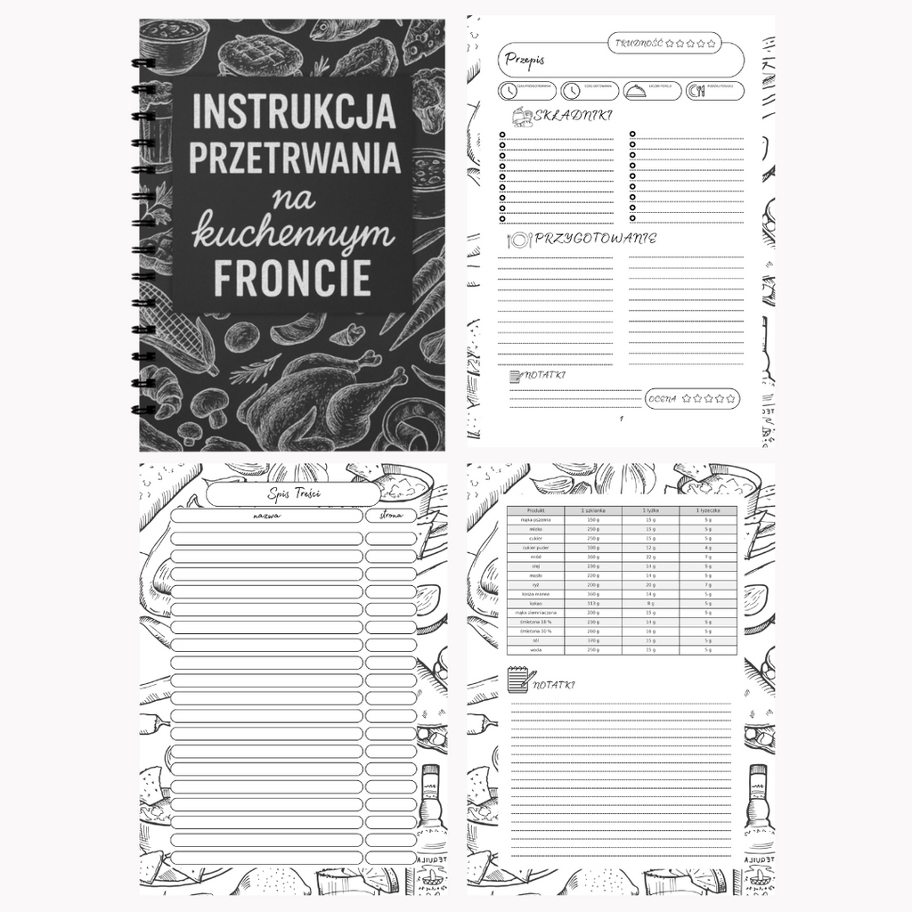 "Instrukcja przetrwania na kuchennym froncie" notatnik na przepisy