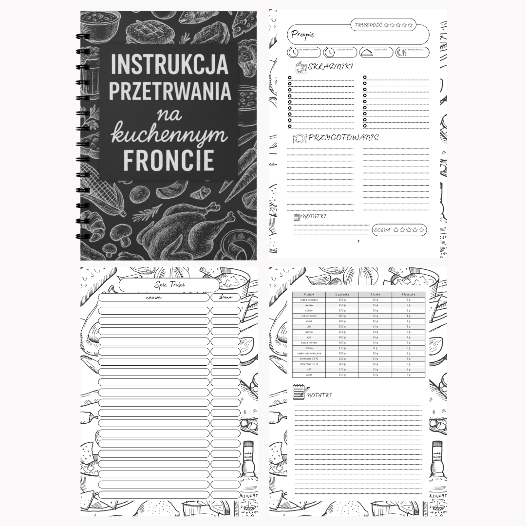 "Instrukcja przetrwania na kuchennym froncie" notatnik na przepisy